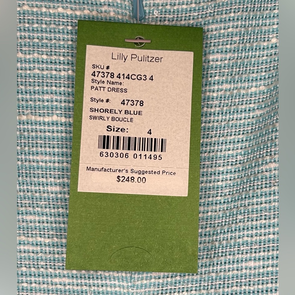 NWT Lilly Pulitzer Preppy Patt Dress, Shorely Blue, Swirly Boucle - Picture 5 of 7
